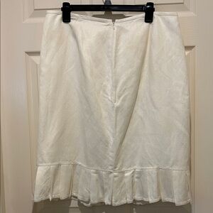 Emma James Cream A-Line Skirt Ruffle Hem Midi Liz Claiborne Linen Blend sz 16